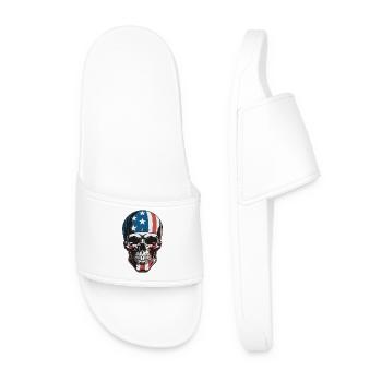 USA Totenkopf - Design du Crâne Patriote - Claquettes Homme - blanc - Devant