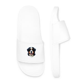 Bernese Mountain Dog Cute Dogs Swiss Mountain Dogs - Men’s Pool Sliders - white - Front
