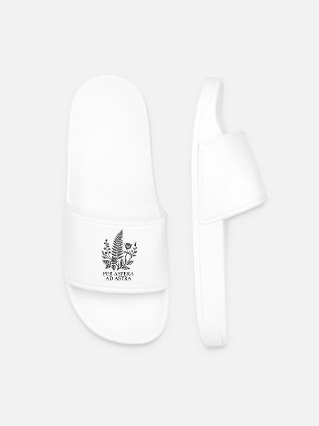 Per Aspera ad Astra Schwarzweiß Blütenkranz Latein - Männer Badelatschen - Weiß