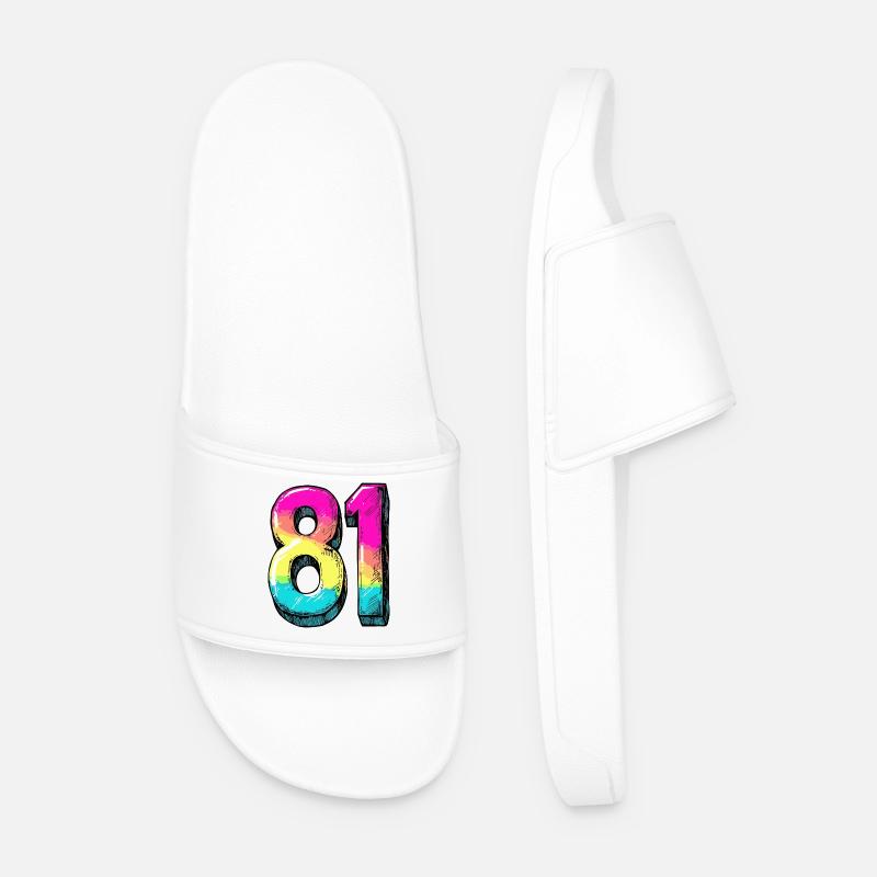 81 Numero Colorato - Ciabatte per il mare da uomo - bianco