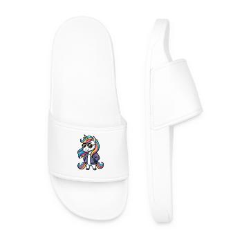 Motif cartoon licorne cool avec lunettes de soleil - Claquettes Homme - blanc - Devant