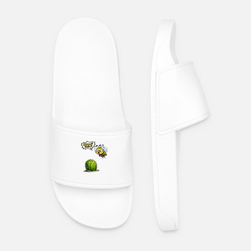 Funny Bee Saying Gift Motif - Men’s Pool Sliders - white