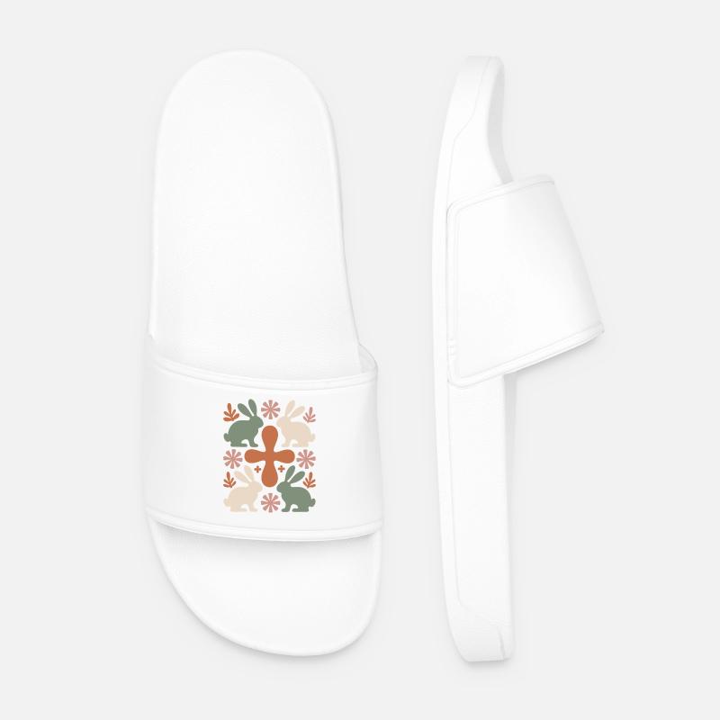 Easter Bunny Cross Pattern - Men’s Pool Sliders - white
