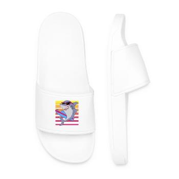 Requin surfeur rétro avec lunettes de soleil graphique - Claquettes Homme - blanc - Devant