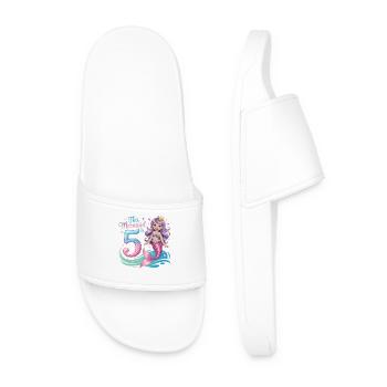 Mermaid 5th Birthday 5 Years - Men’s Pool Sliders - white - Front