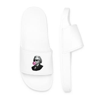 Vintage Pop Portrait with Pink Bubble - Men’s Pool Sliders - white - Front