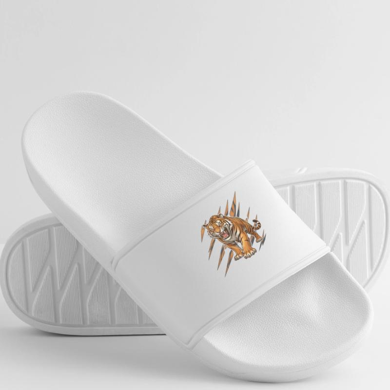 Wild tiger in scratch pattern Men’s Pool Sliders