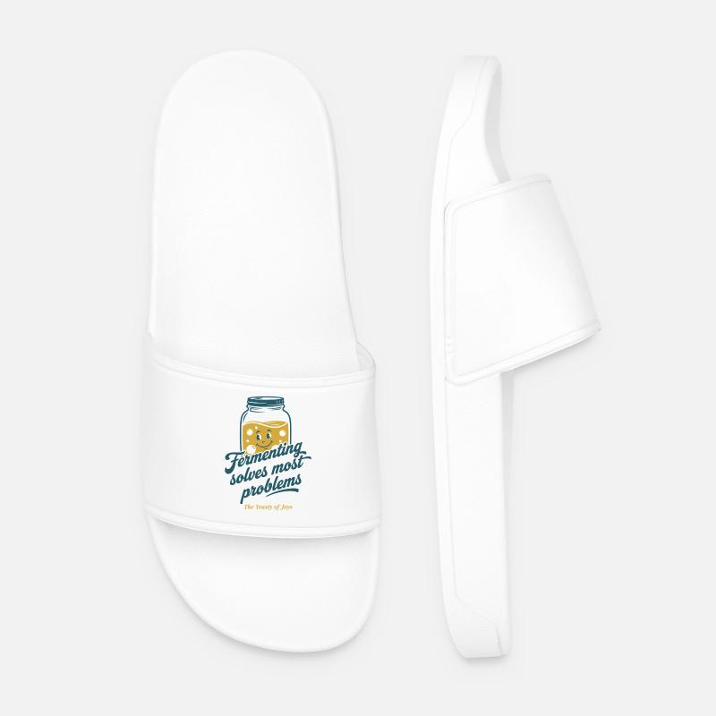 Sourdough Bread Baking Baker Sourdough - Men’s Pool Sliders - white