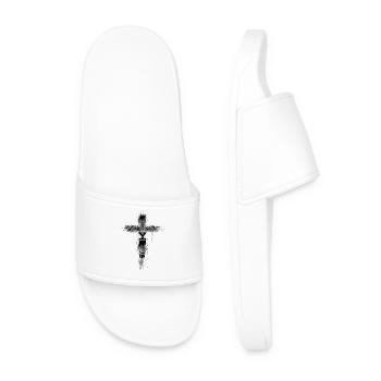 Lion of the tribe of Judah Jesus worship faith Christian - Men’s Pool Sliders - white - Front