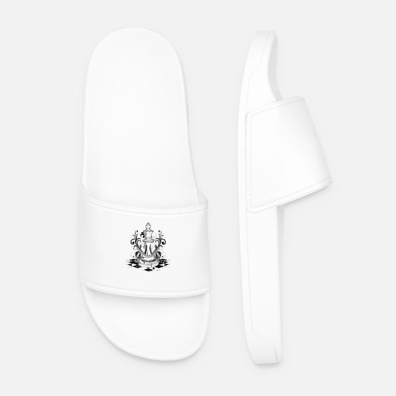 Chess Pieces Graphics - Men’s Pool Sliders - white