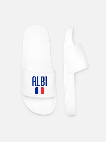 Albi France Flag Emblem - Men’s Pool Sliders - white