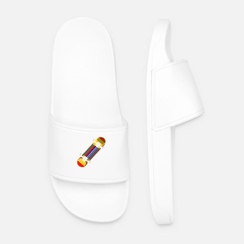 Skateboard Pixel Graphic - Men’s Pool Sliders - white