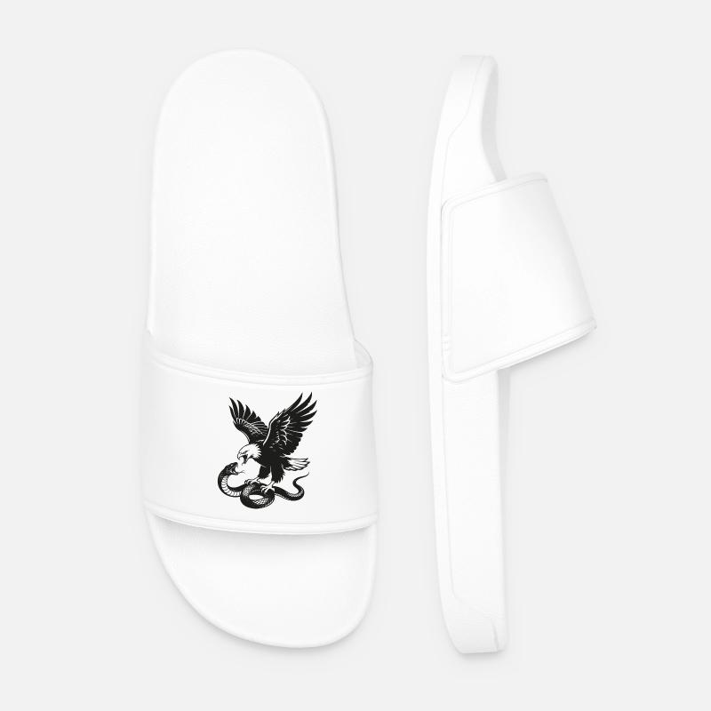 Eagle vs Snake Silhouette - Men’s Pool Sliders - white