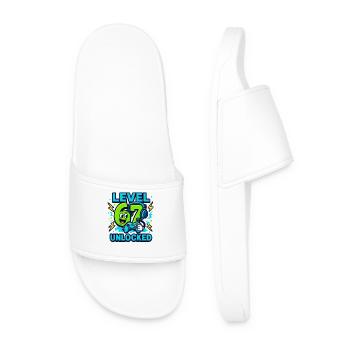 Level 67 Unlocked Six Seven Italian Brainrot Gamer - Men’s Pool Sliders - white - Front