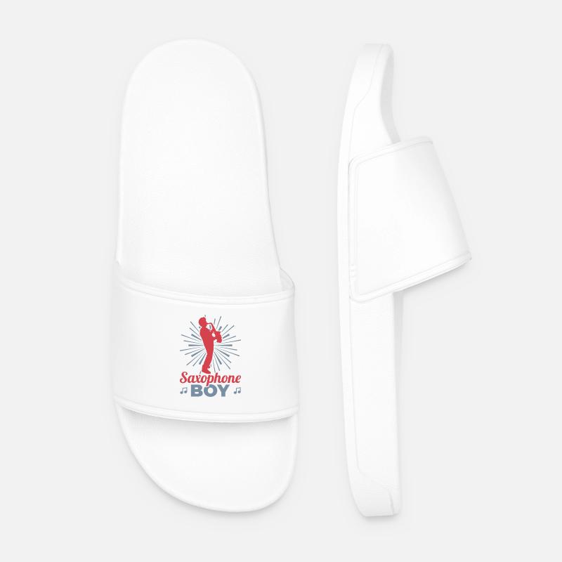 Boy playing saxophone - Men’s Pool Sliders - white