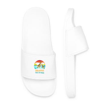 Giraffes Make Me Happy - Funny Giraffe - Men’s Pool Sliders - white - Front