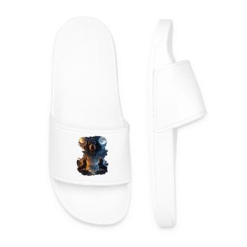 Moon howl: Two dog howlers - Men’s Pool Sliders - white - Front