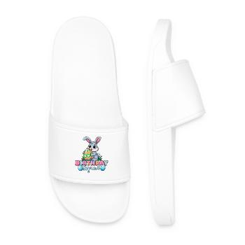 Birthday Squad Happy Easter Bunny Spring - Men’s Pool Sliders - white - Front