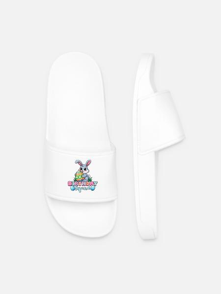 Birthday Squad Happy Easter Bunny Spring - Men’s Pool Sliders - white