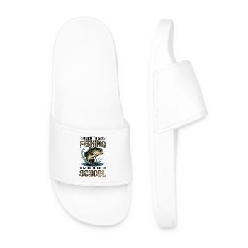 Fishing Angler Boy Fishing Fishing Saying Kids - Men’s Pool Sliders - white - Front