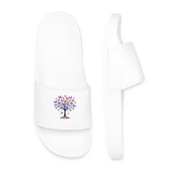 Butterflies Tree Nature Butterfly Lover - Men’s Pool Sliders - white - Front