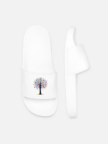 Butterflies Tree Nature Butterfly Lover - Men’s Pool Sliders - white