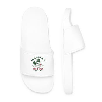 Pickleball Hair Dont Care Play All Day Funny - Men’s Pool Sliders - white - Front