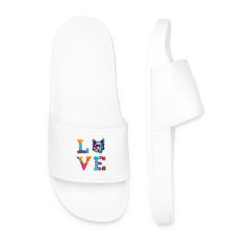 German Shepherd Love Pop Art Colourful Dog - Men’s Pool Sliders - white - Front