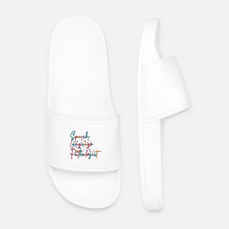 SLP Speech Language Pathologist - Men’s Pool Sliders - white