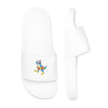 Snorkeling dinosaur on the beach - Men’s Pool Sliders - white - Front