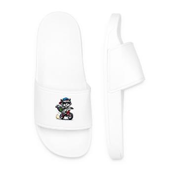 Raton laveur cool à vélo – Vélo drôle - Claquettes Homme - blanc - Devant