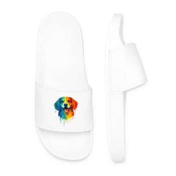 Un beagle aux couleurs vives - Claquettes Homme - blanc - Devant