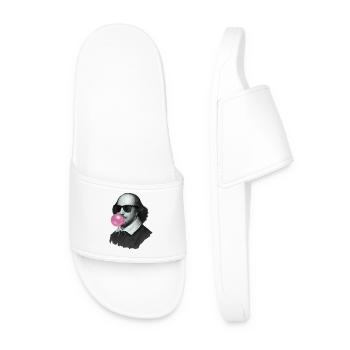 William Shakespeare mit Kaugummi und Sonnenbrille - Männer Badelatschen - Weiß - Vorne