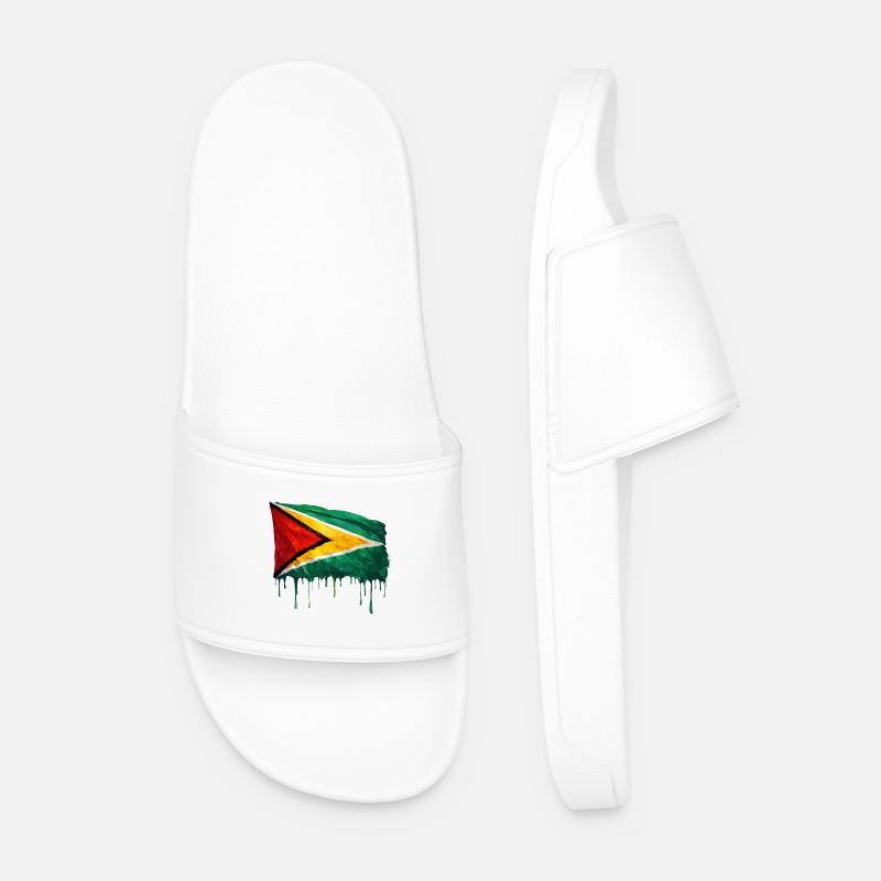 Guyana Flagge Tropfenkunst - Männer Badelatschen - Weiß