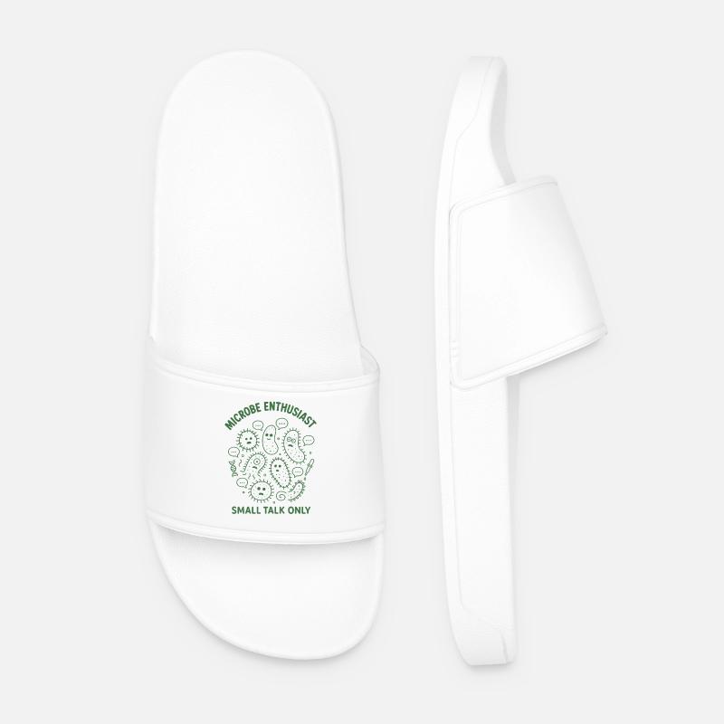 Microbe Talk Only | Microbiology Humor - Men’s Pool Sliders - white