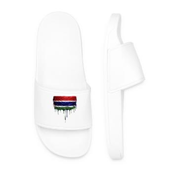 Gambia Flag in Drop Art - Men’s Pool Sliders - white - Front