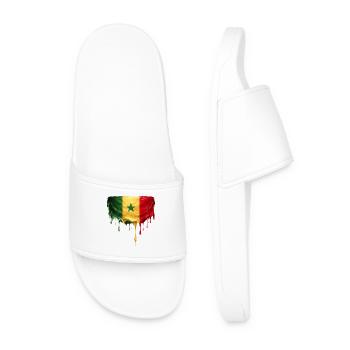 Senegal Flagge Tropfenkunst - Männer Badelatschen - Weiß - Vorne