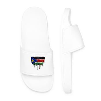South Sudan Flag Drop Art - Men’s Pool Sliders - white - Front