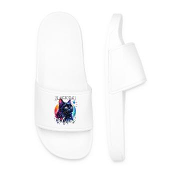 Black Cat Mom - Men’s Pool Sliders - white - Front