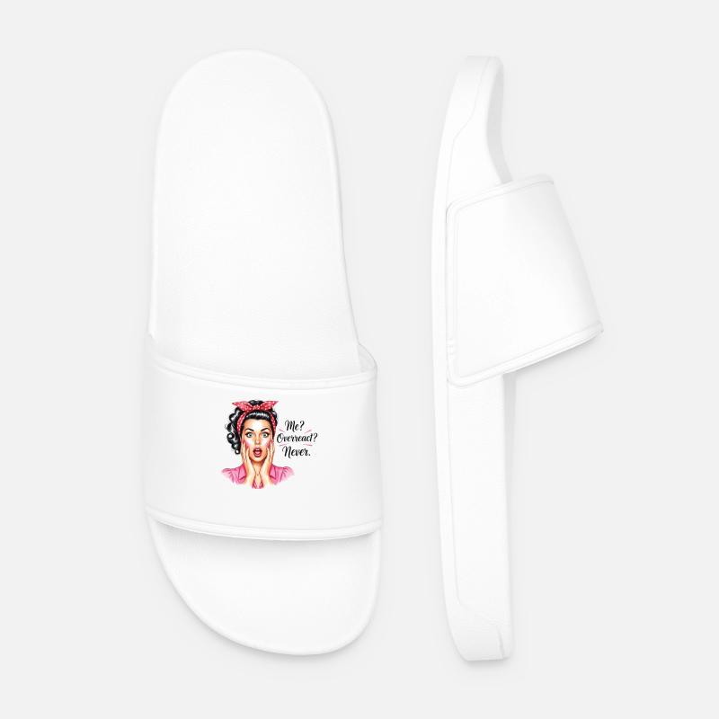 I never overreact retro housewife - Men’s Pool Sliders - white