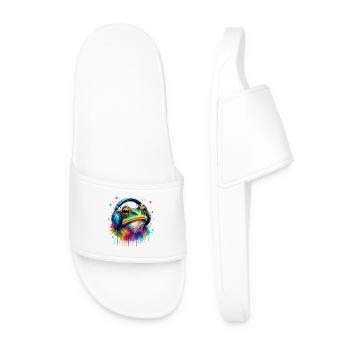 Color explosion frog with headphones - Men’s Pool Sliders - white - Front