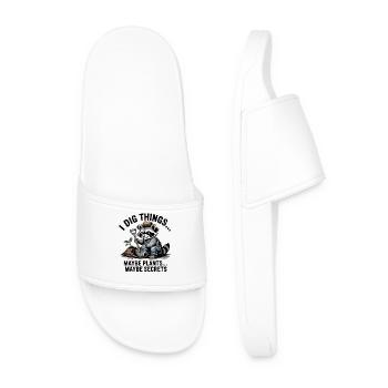 Raccoon Gardener Digging for Plants - Men’s Pool Sliders - white - Front