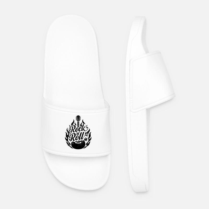 Rock and Roll - Men’s Pool Sliders - white