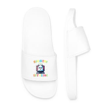 Rainbow Llama on Screen - Men’s Pool Sliders - white - Front