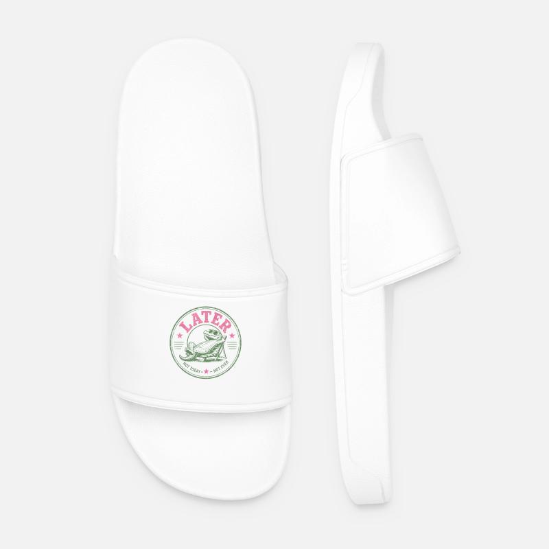 Procrastinator Crocodile Never Today - Men’s Pool Sliders - white