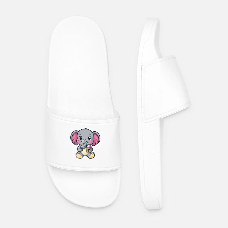 Kleiner Elefant genießt Eis - Men’s Pool Sliders - white