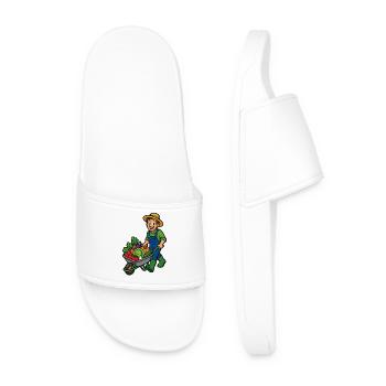 Jardinier joyeux et brouette de légumes - Claquettes Homme - blanc - Devant