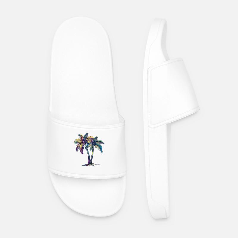 Rainbow Palm Trees Tropical Dream - Men’s Pool Sliders - white