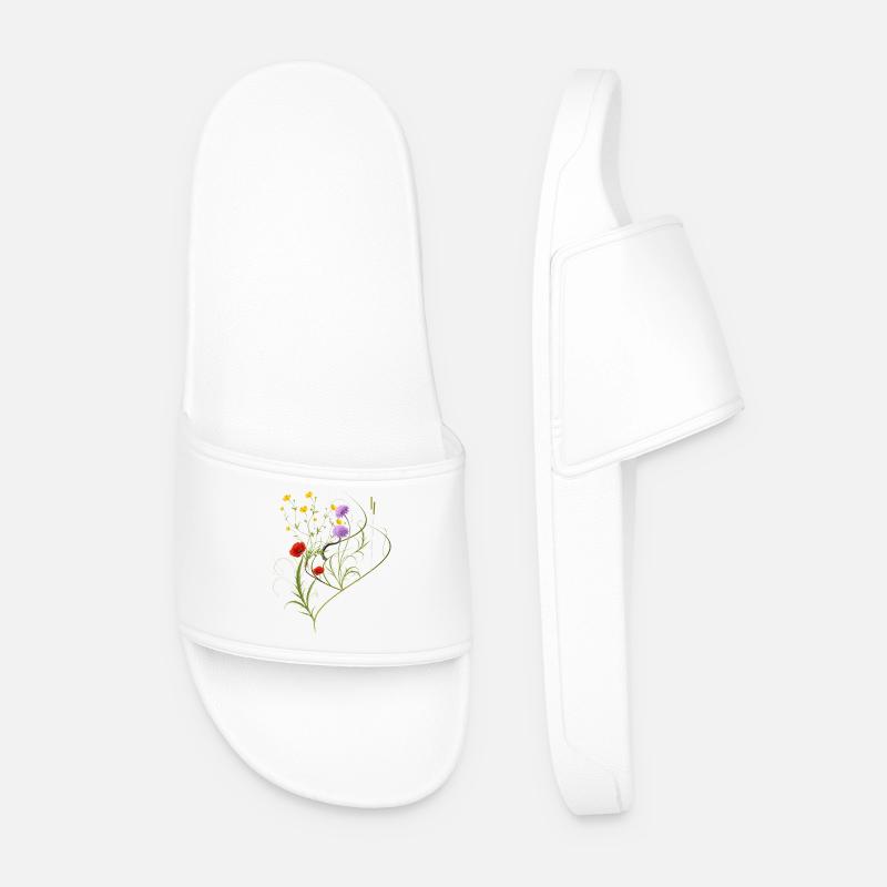Wildflower Meadow Botanical Design - Men’s Pool Sliders - white