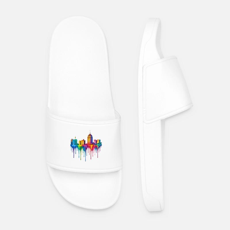 Fresno California Dripping Paint - Men’s Pool Sliders - white